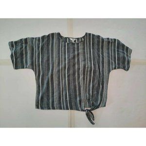 Time and Tru womens blue grey striped short sleeve lightweight top size Small S
